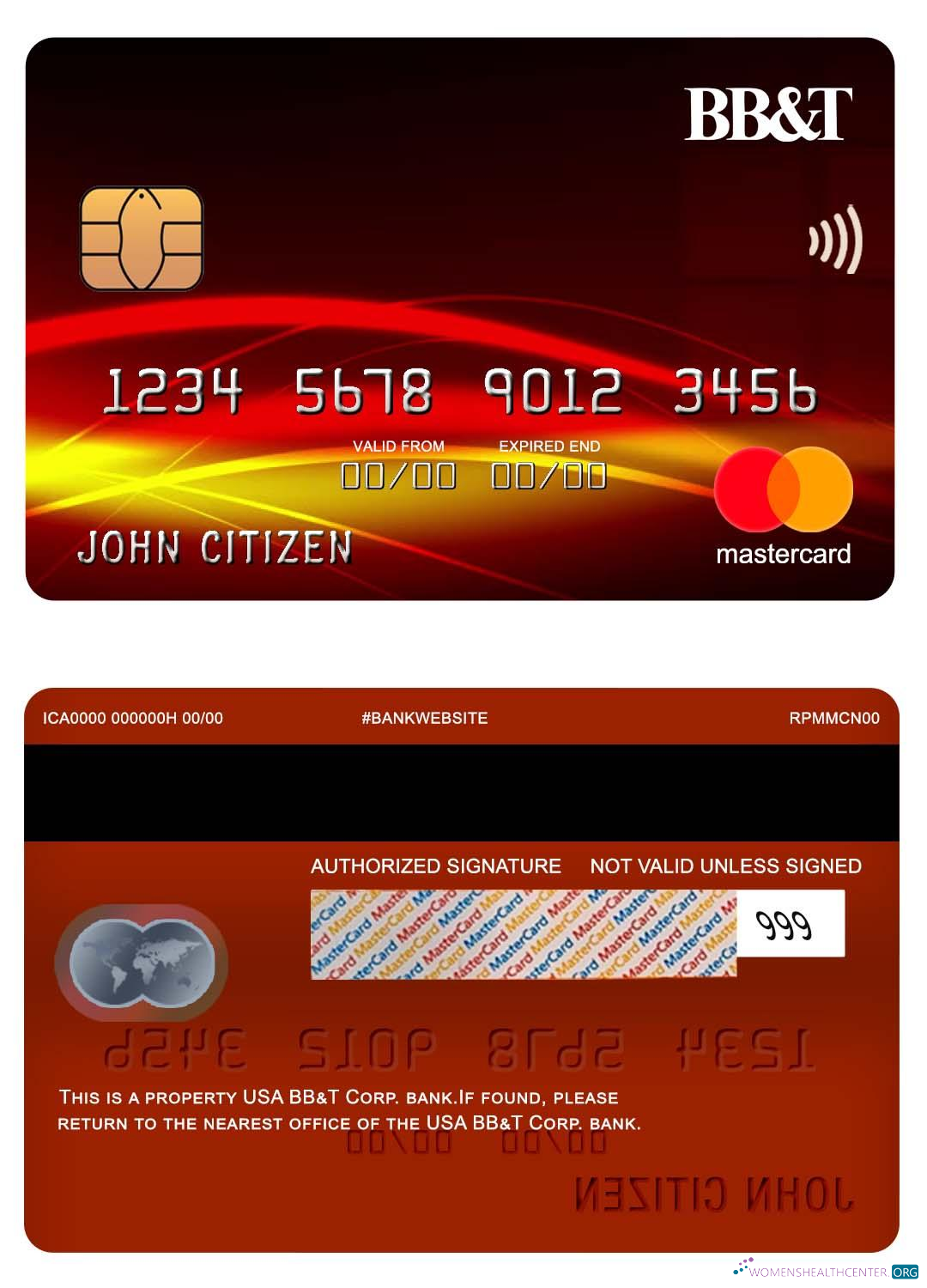 Download USA BB&T Corp. bank mastercard Photoshop template